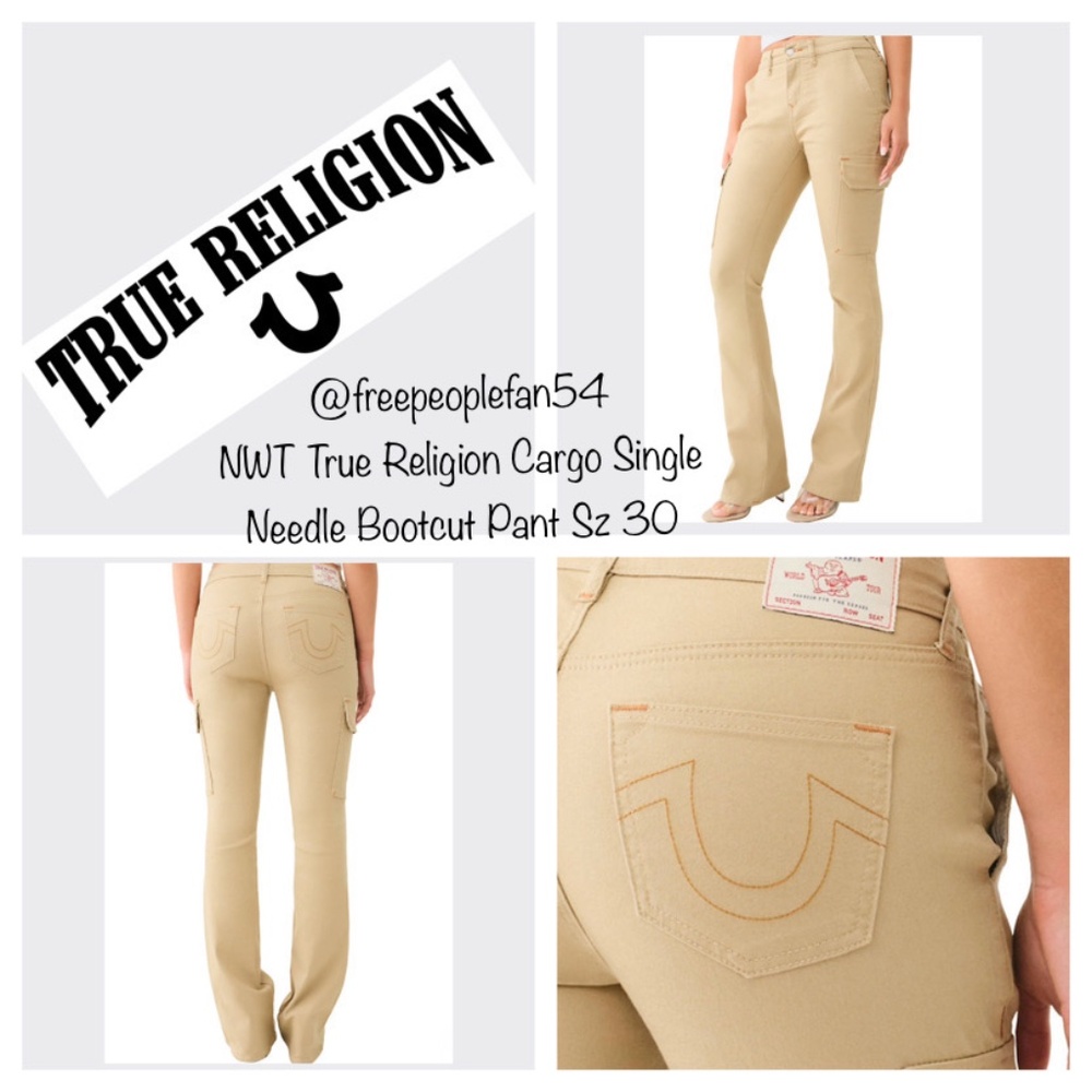 NWT True Religion Cargo Single Needle Bootcut Pant Sz 30